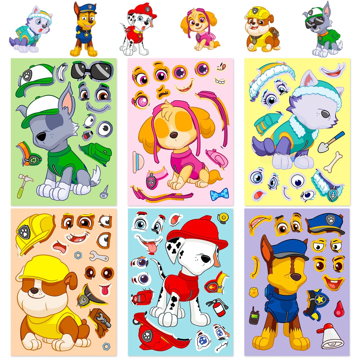 6-Pack DIY Face Swap Stickers for Kids Puzzles
