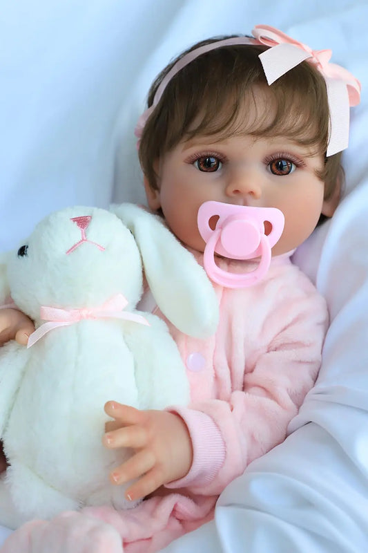 Lifelike Newborn Silicone Doll - 18 Inch Real Baby Feel